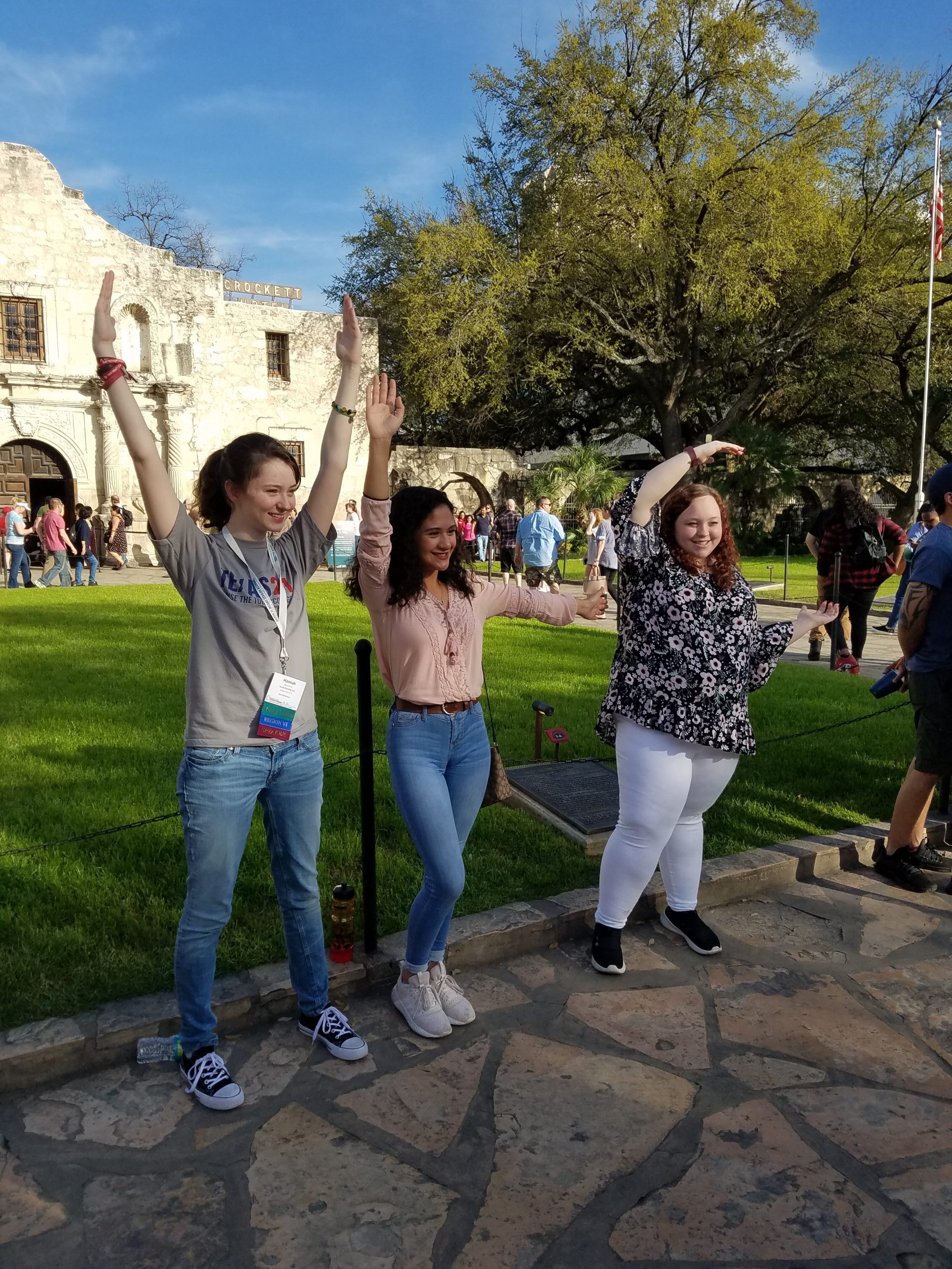 youth standing outside of the Alamo in San Antonio, Texas