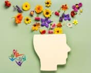 A mind designed with flowers.